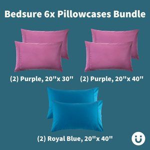 3 Pillowcase Sets, 6 Bed Microfiber Pillow Covers